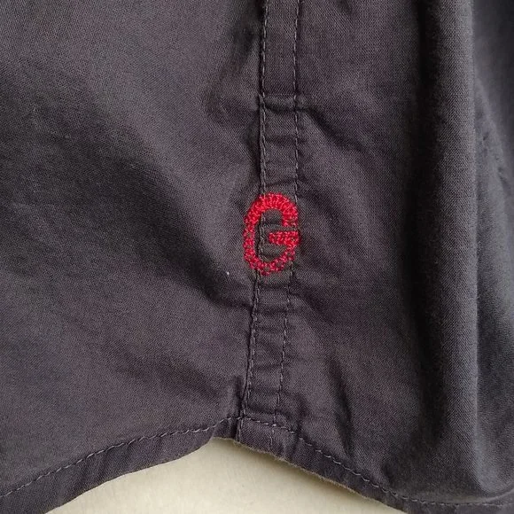 GUESS JEANS Button Down Ruffle Tuxedo Shirt Grey - Picture 8 of 12